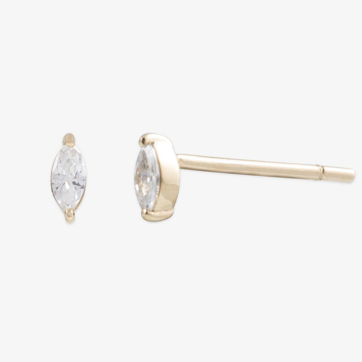 18K Solid Gold Oval Diamond Stud Earrings 0.07ct (Total)